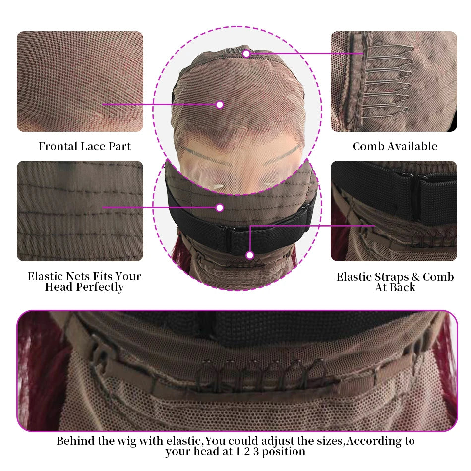 Loose Wave Bob Wig 99J Burgundy 100% Human Hair Short Bob Colorful Wig 13x4 Lace Front Wigs for Women Pre Plucked with Baby Hair