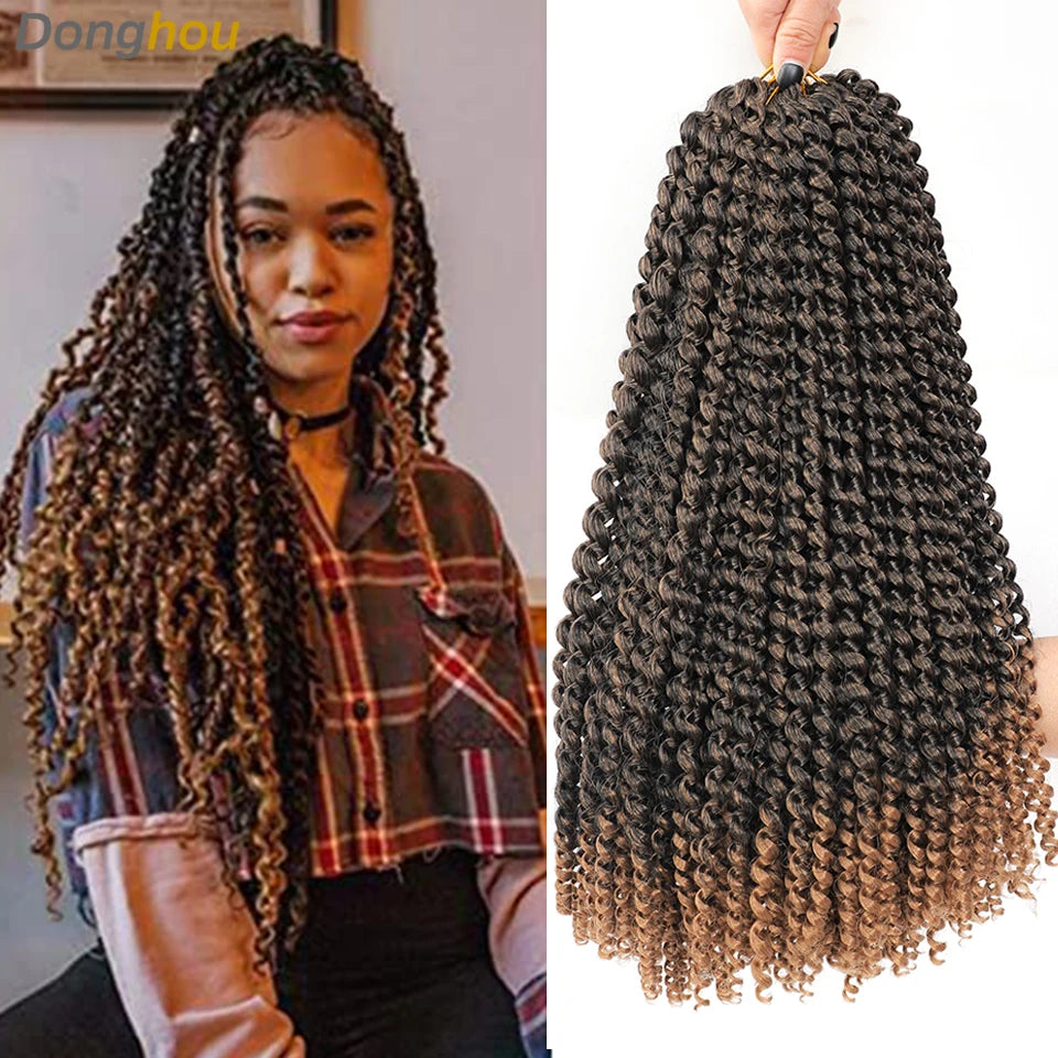 Passion Twist Hair 18 Inch Water Wave Long Curly Braiding Hair Synthetic Spring Twist Crochet Braids Extensions for Black Women