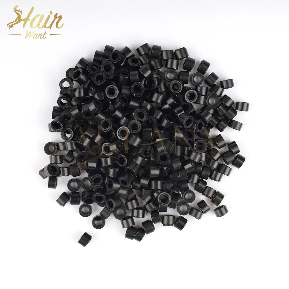 Hair Want 1000Pcs Micro Beads Hair Extension Tool Silicone Beads Microlink for Feather Extension I tip Human Hair Extensions