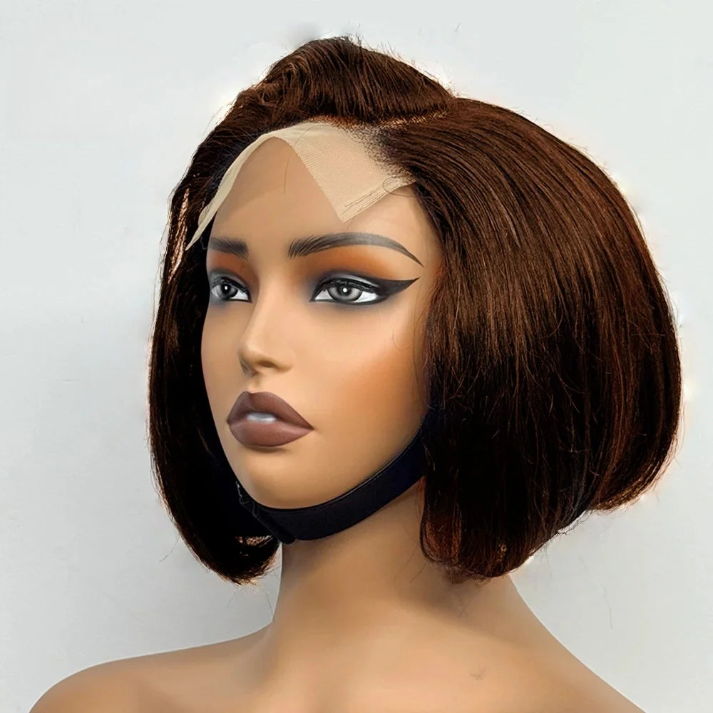 Super Double Drawn Ombre Burgundy Straight Bob Wig Human Hair 5x5 Closure Lace Frontal Bob Wigs Bob wig 300% Density