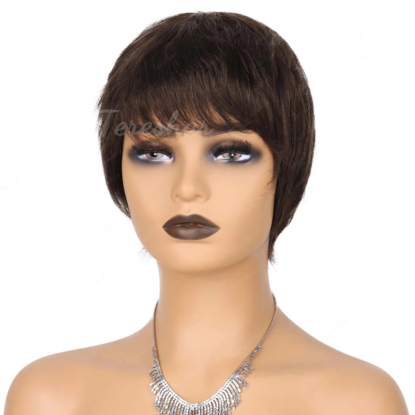 Pixie Cut Human Hair Wig for Black Women Short Layered Pixie Cut Wigs Machine Made Wig Brazilian Virgin Wigs for Women Girls