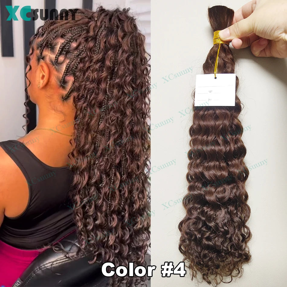 4 27 Braiding Hair Bulk Human Hair For Braiding Color 4 30 Deep Curly Human Hair For Boho Braids Double Drawn Bundles No Weft