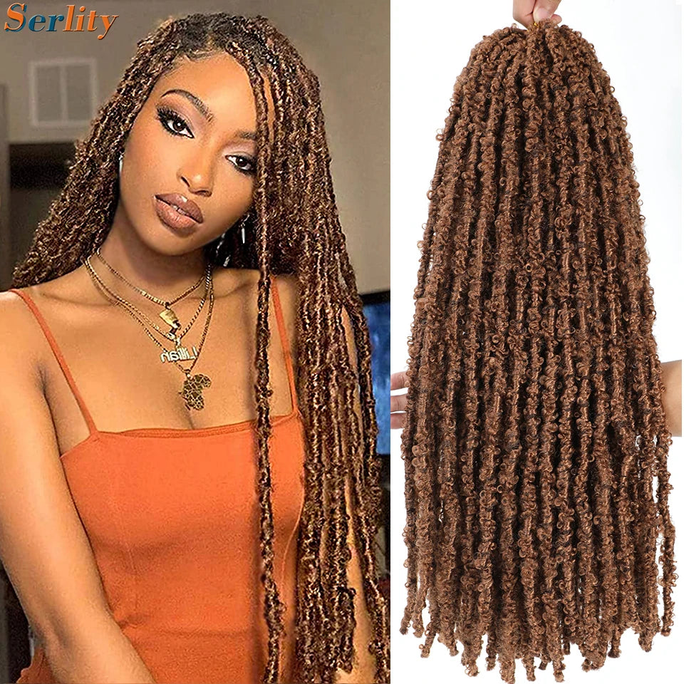 12'14'18'24'Butterfly Faux Locs Crochet Hair Twisted Boho Locs Braiding Hair Distressed Meche Soft Butterfly Locks Crochet Braid