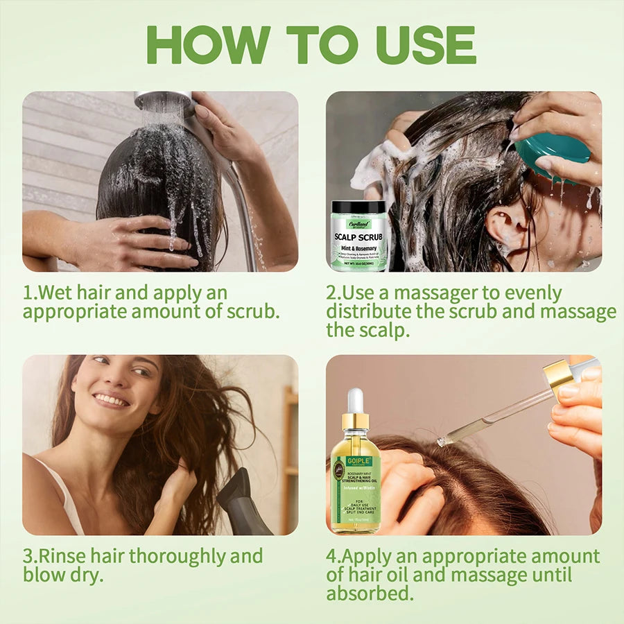 Hair Care Clean Kit Deep Cleansing Scalp Scrub Moisturizing & Nourishing Argan Oil and Rosemary Essential Oil for All Hair Types