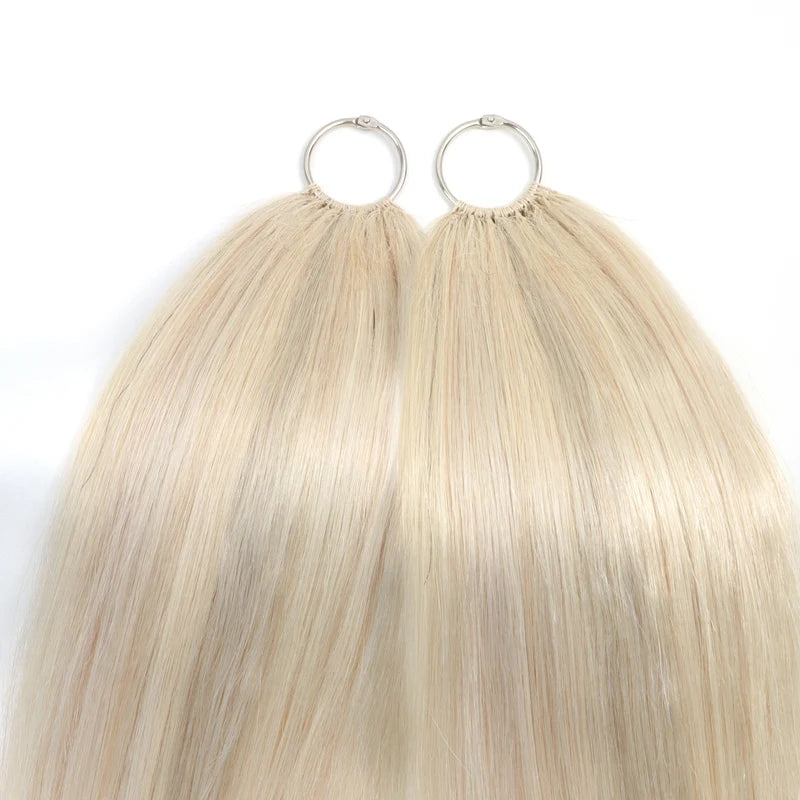 Feather Line Hair Extensions Natural Human Hair Machine Remy Invisible Micro Interface With Free Braideds 40 strands/Pack