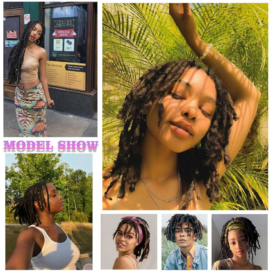 Afro Fully Handmade Permanent Loc Extensions Human Hair 0.8cm Boho Braids Dreadlock Extension Human Hair For Women 10-40 Strands