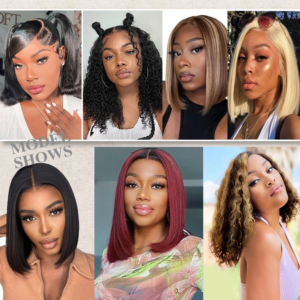Glueless Wig Human Hair Ready To Wear Short Bob Wigs For Women Transparent 13X4 Lace Human Wig Human Hair Wig Bob Wig