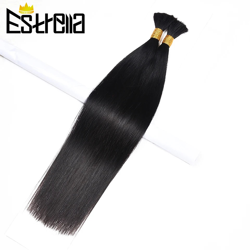 2 Bundles Human Braiding Hair for Boho Braids Brazilian 100% Human Hair Kinky Straight Bulk Human Hair for Braiding 100G