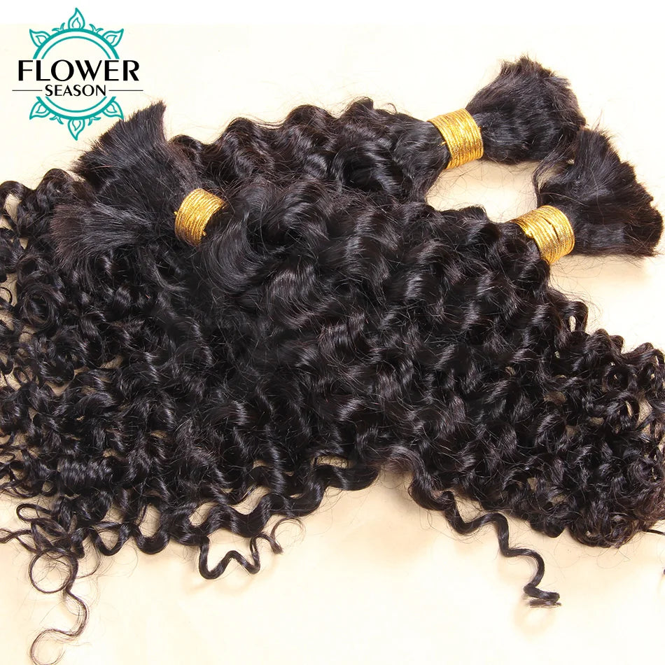 Burmese Boho Braids, Double Drawn Curly Hair Bulk -3Bundles