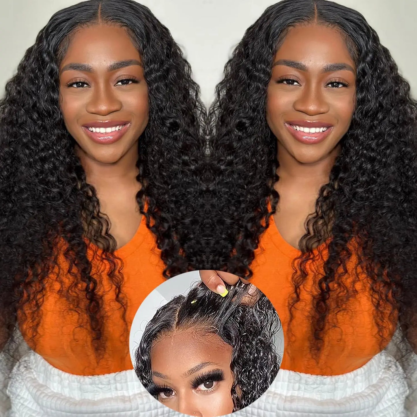 Glueless Wig Human Hair Pre Cut Water Wave Lace Front Wigs Human Hair Glueless Wear and Go 4X4 Curly Lace Closure Wig Human Hair