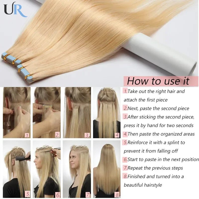 Human Hair Extension For Women Tape IN Hair Extensions Bonded Hairpieces Capsules Microlink Capsules Natural Straight Hair 20PCS