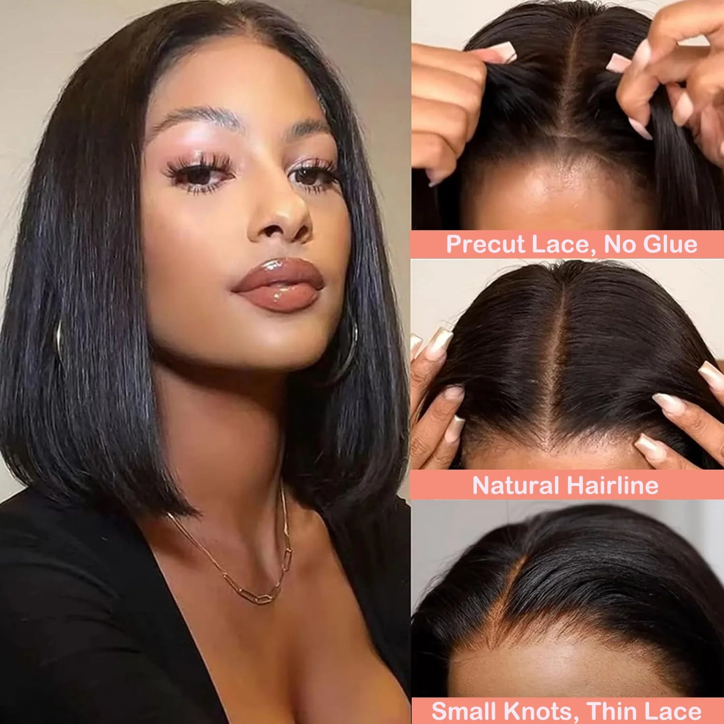 Glueless Bob Hair Wig Human Hair Ready To Wear Straight Transprent 4x4 Lace Closure Wigs For Women Glueless Wigs Human Hair