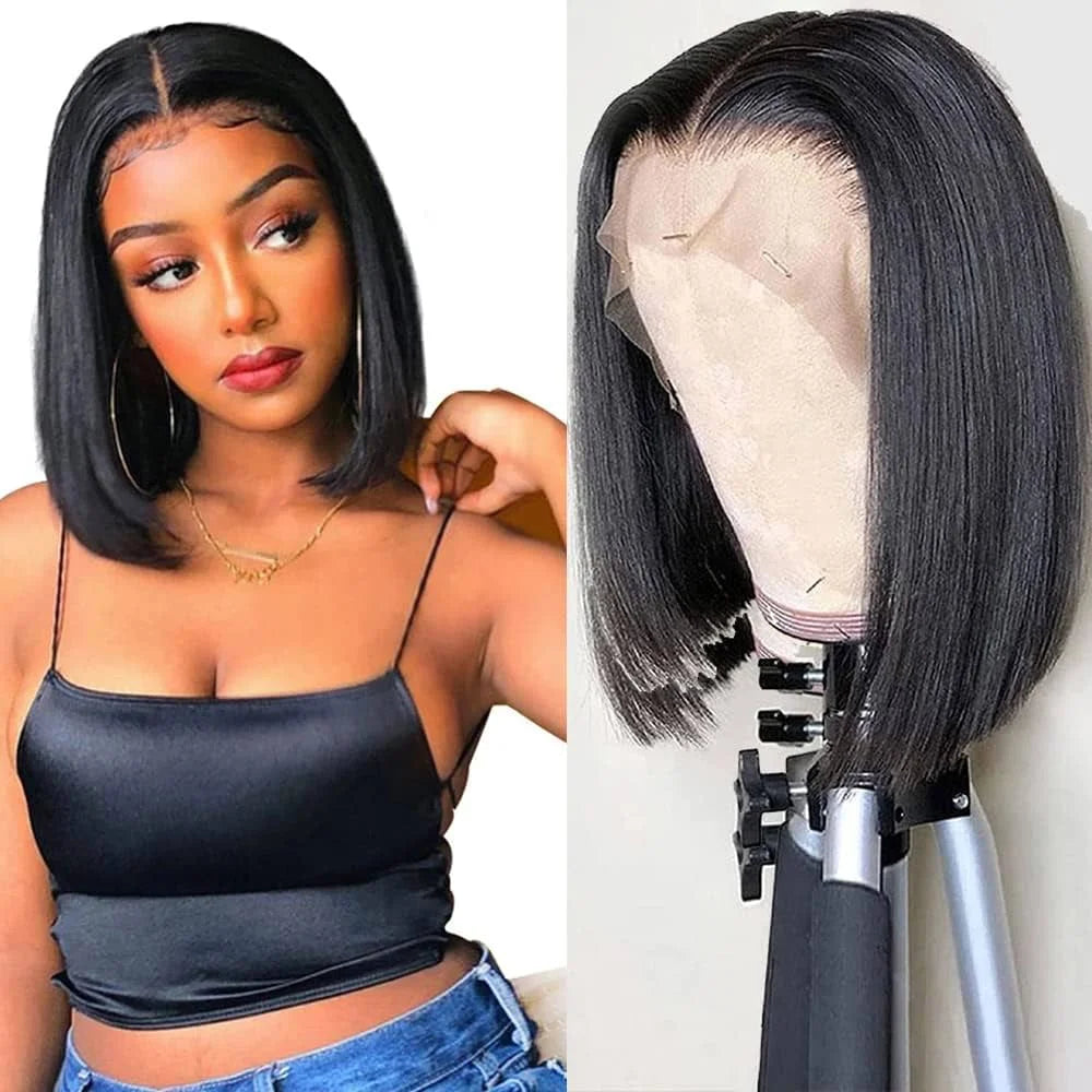Glueless Bob Hair Wig Human Hair Ready To Wear Straight Transprent 4x4 Lace Closure Wigs For Women Glueless Wigs Human Hair