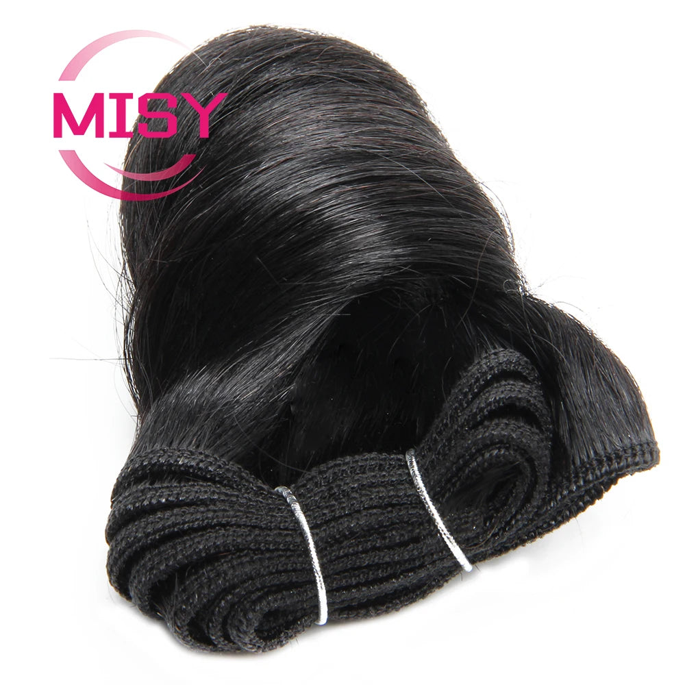 Short Human Hair Brazilian Curly Hair Bundles 8 Inch Double Drawn Bouncy Curly Romance Curl 6 Pcs/Lot Hair Extensions MISY