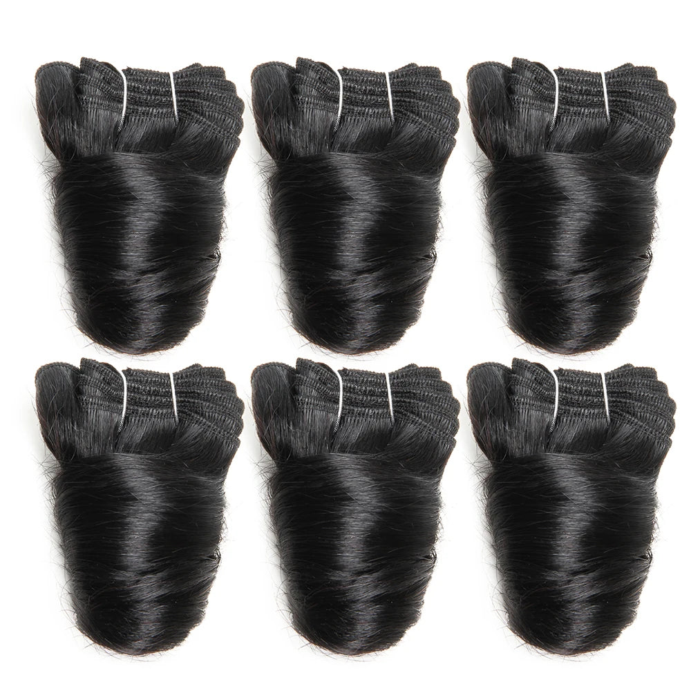 Short Human Hair Brazilian Curly Hair Bundles 8 Inch Double Drawn Bouncy Curly Romance Curl 6 Pcs/Lot Hair Extensions MISY