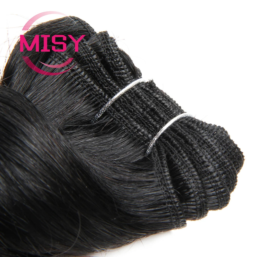 Short Human Hair Brazilian Curly Hair Bundles 8 Inch Double Drawn Bouncy Curly Romance Curl 6 Pcs/Lot Hair Extensions MISY