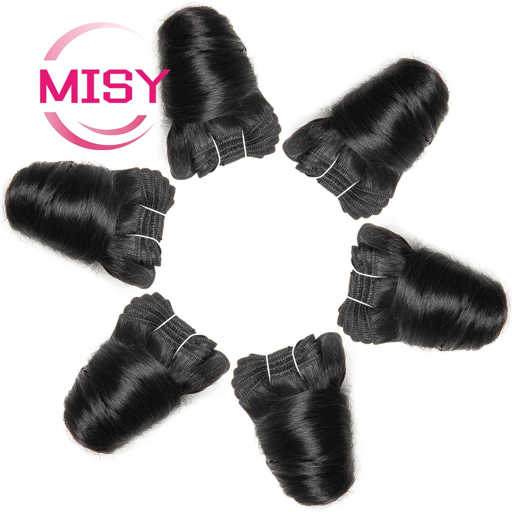 Short Human Hair Brazilian Curly Hair Bundles 8 Inch Double Drawn Bouncy Curly Romance Curl 6 Pcs/Lot Hair Extensions MISY