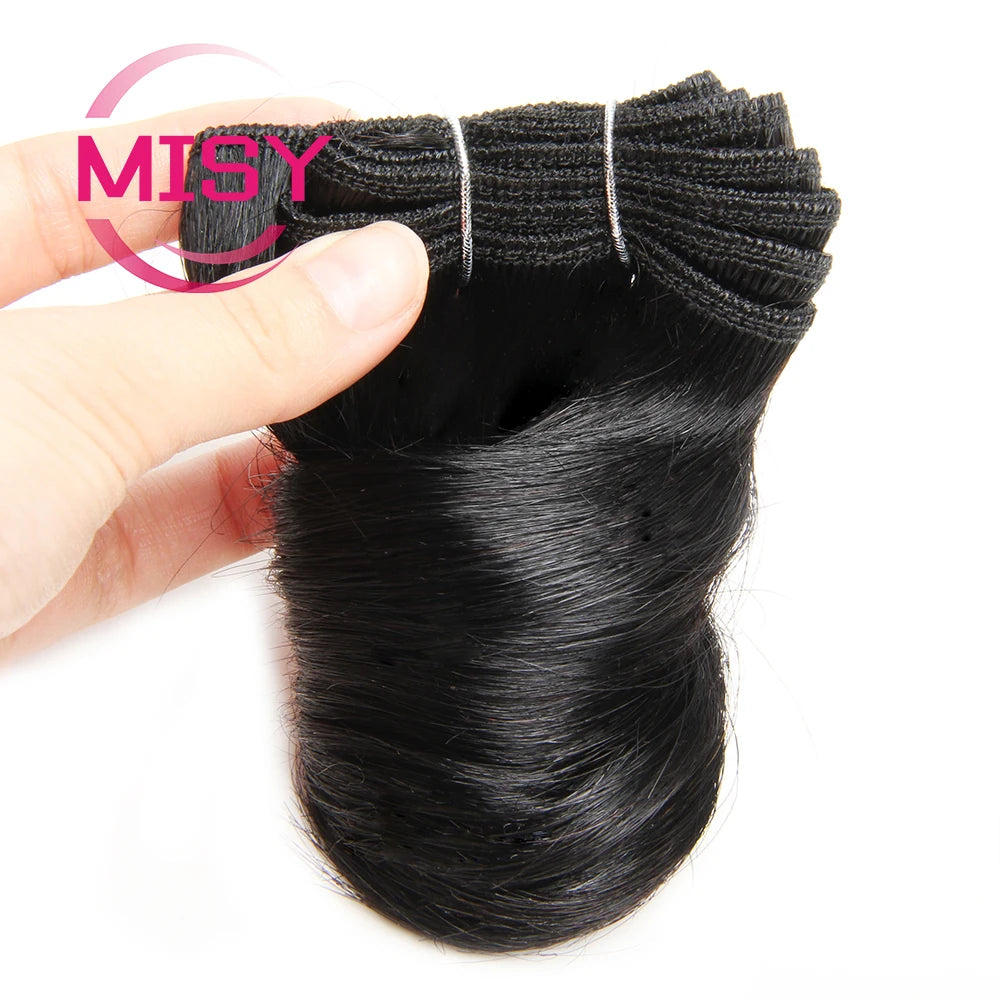 Short Human Hair Brazilian Curly Hair Bundles 8 Inch Double Drawn Bouncy Curly Romance Curl 6 Pcs/Lot Hair Extensions MISY