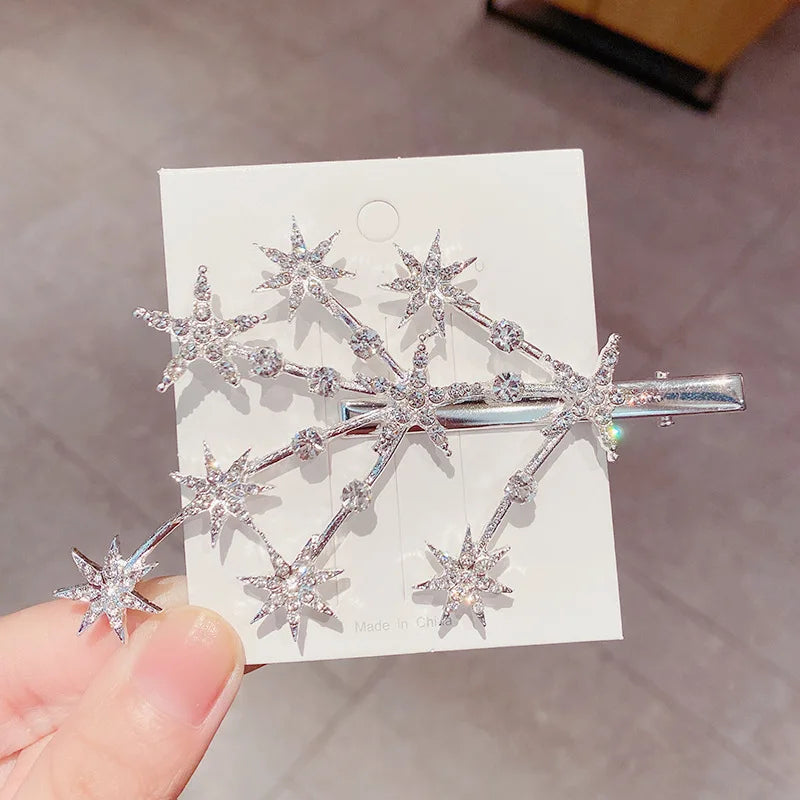 New Women Luxury Elegant Shining Full Stars Silver Gold Hair Clips Sweet Hair Ornament Headband Hairpin Fashion Hair Accessories
