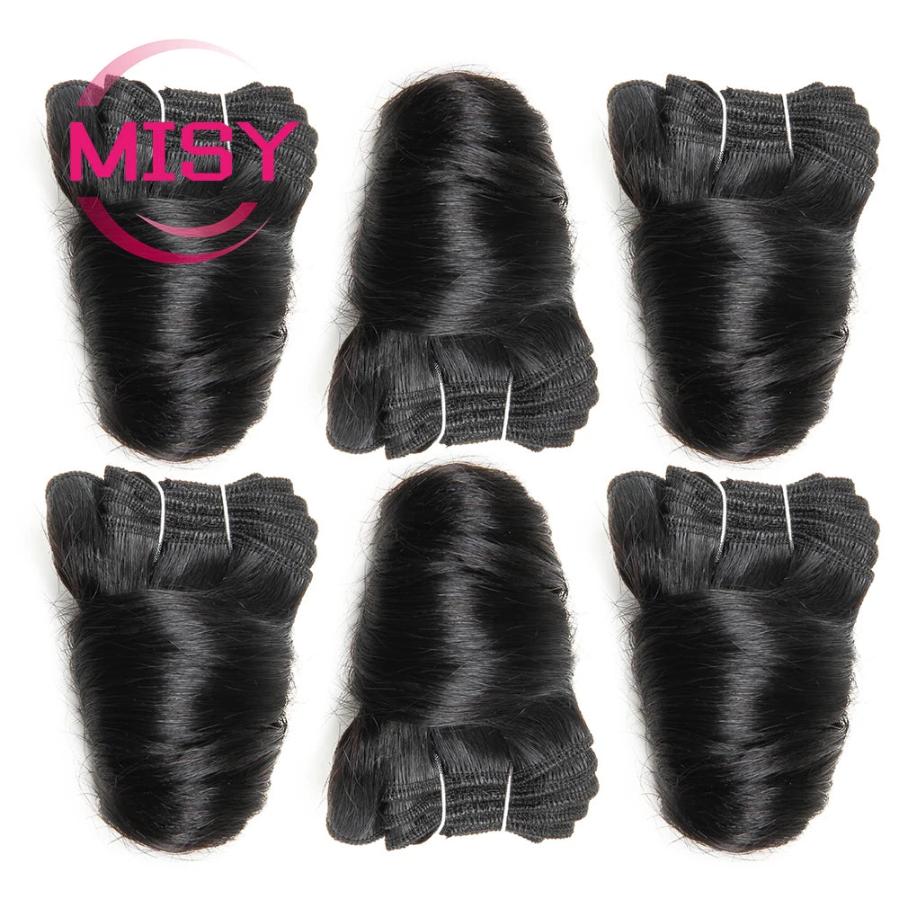 Short Human Hair Brazilian Curly Hair Bundles 8 Inch Double Drawn Bouncy Curly Romance Curl 6 Pcs/Lot Hair Extensions MISY
