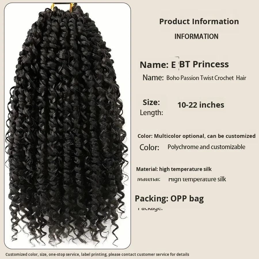 High-Temperature Synthetic Fiber Boho Passion Twist Crochet Wig Cross-Border Popular Single Weft Hair