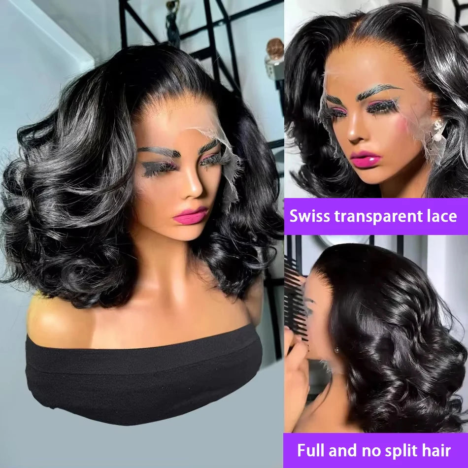 250% Brazilian Human Hair Wig Loose Wave Short Bob Wig Body Wave 13X4 HD Lace Frontal Wig Human Hair Wigs For Black Women