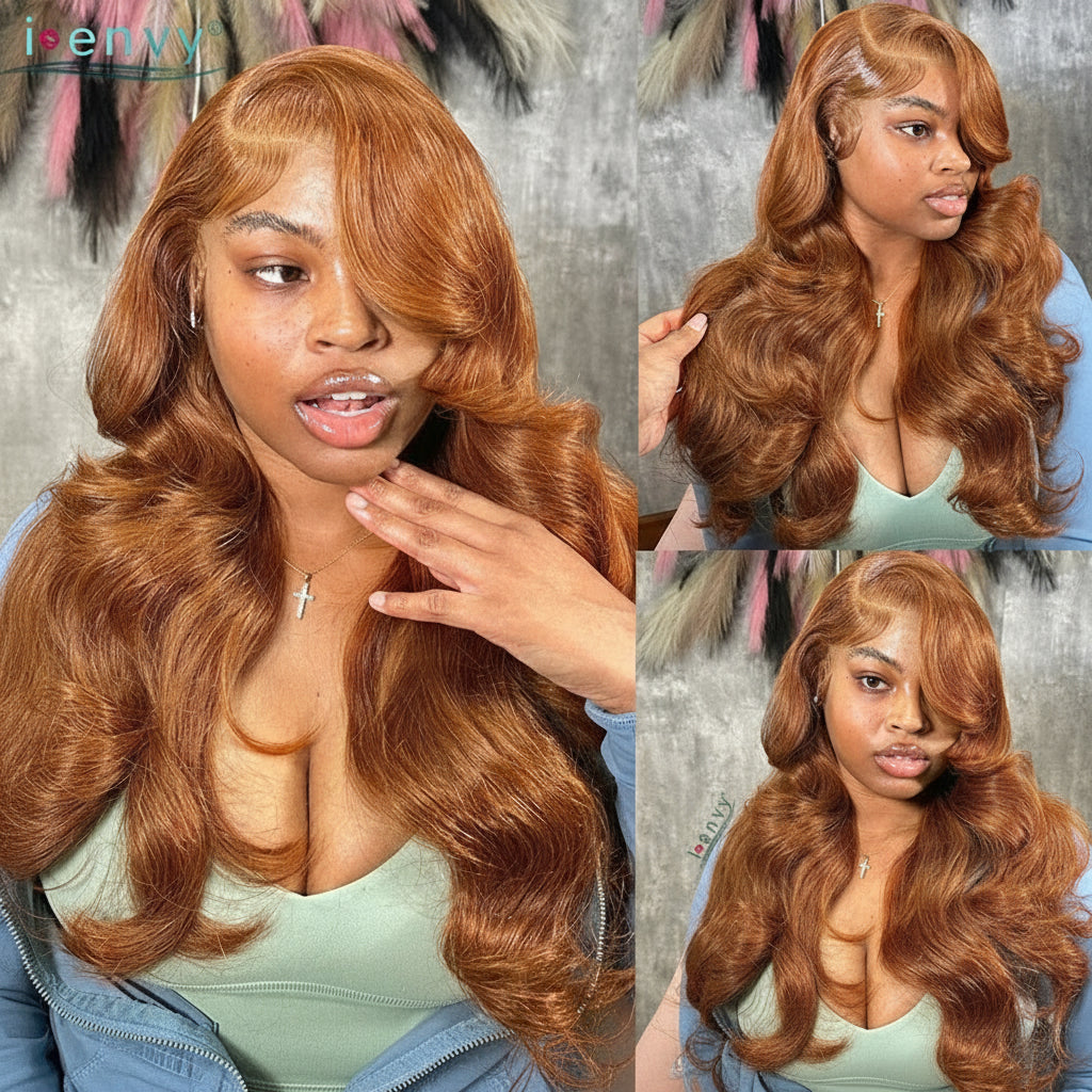 Glueless Wigs 9X6 Burgundy Red Human Hair Wigs Ready To Wear And Go Body Wave Bone Straight Colored Lace Front Wig Ginger Blonde