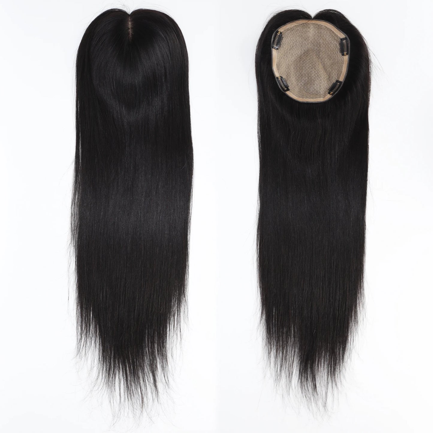 26inch Human Hair Topper with Clips in 16x18cm Silk Base Topper for Women Real Remy Hair Toupee Soft Breathable Full Hand Tied