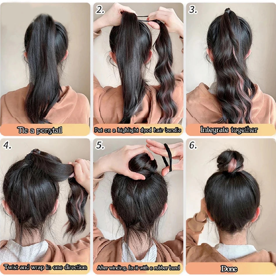 50cm Synthetic Self-Winding Ball Head Wig Hair Bundle Female Hightlight DIY Bun Hair Bundle To Increase Hair Volume Bud Hair Bun