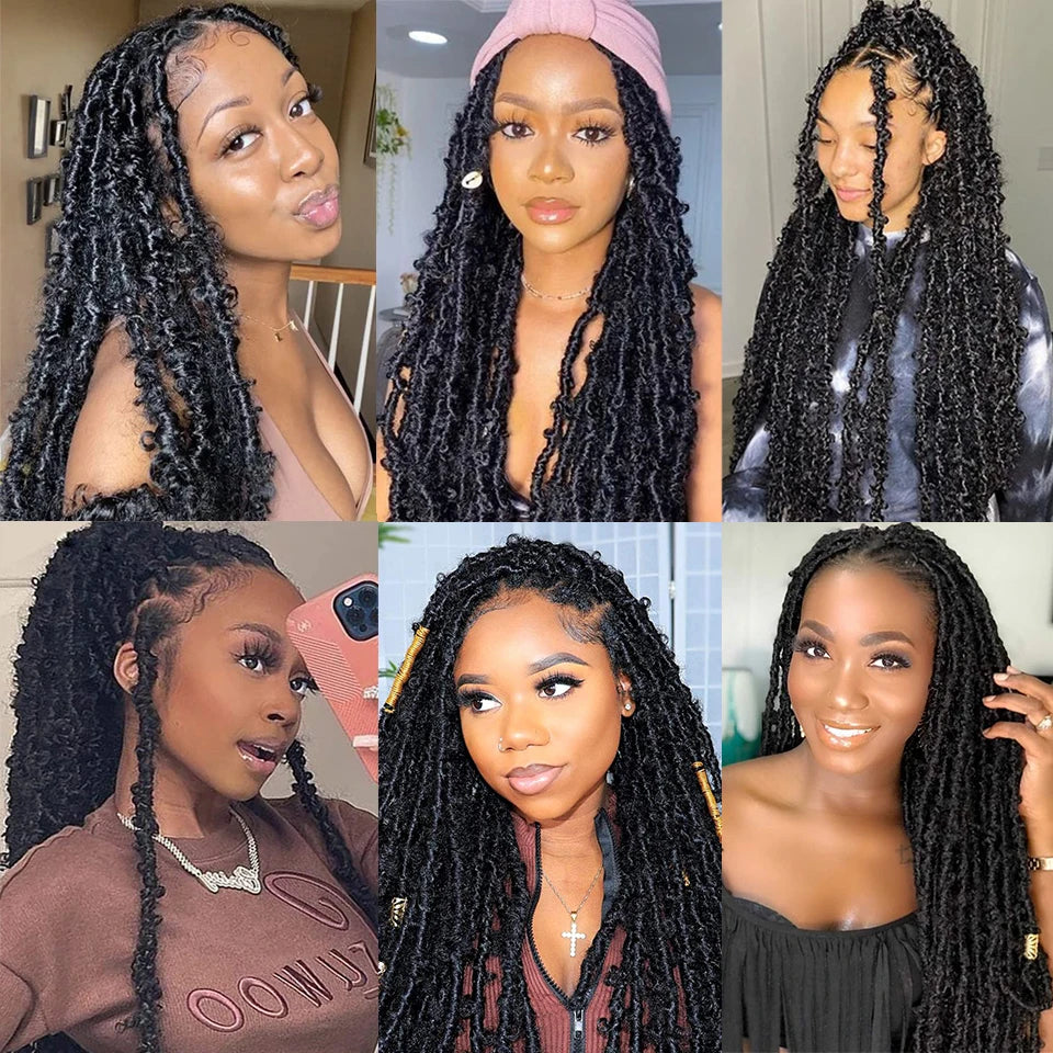 24 18 14 12 Inches Butterfly Locs Crochet Hair Distressed Locs Crochet Braids Butterfly Faux Soft Locs Braiding Hair Extensions