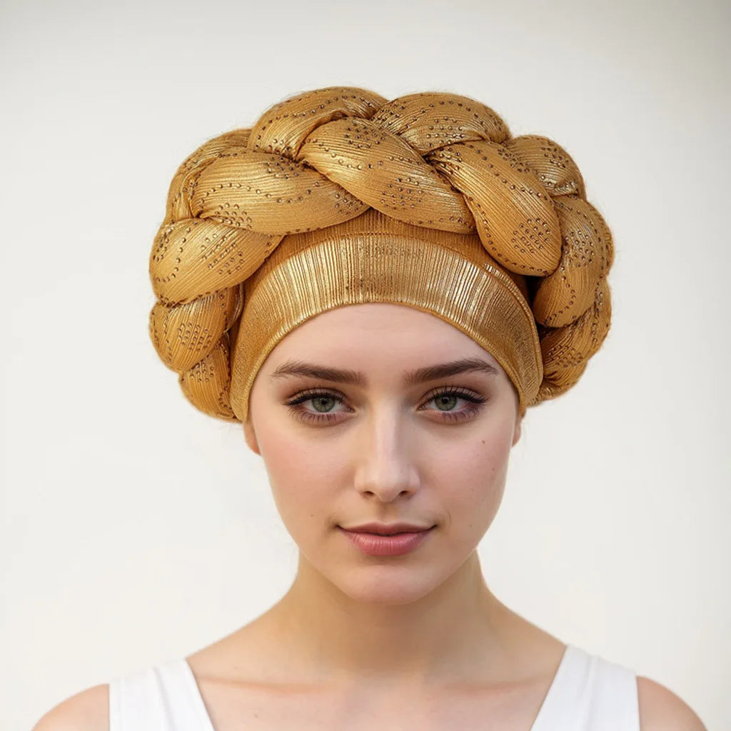 Women for african dresses Party Headwear Accessories Bronzing Fabric lady Headbands Elastic Braids Fashion Bandage Bandana