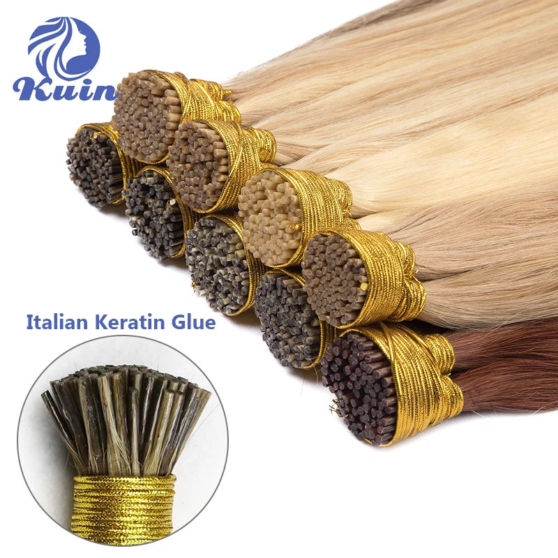 Straight I Tip Human Hair Extensions Real Human Hair Natural Fushion Hair Custom I Tip Keratin Human Hair Extensions Ombre Color