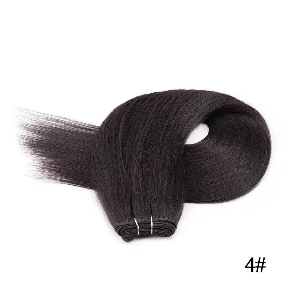 Straight Hair Extensions Synthetic Smooth Ombre Hair Weaving 26 inches brown Synthetic Straight Hair Bundles Full To End