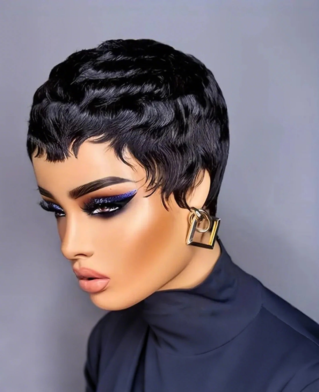 Short Pixie Cut Wig Human Hair Wigs Colored Full Machine Made 100% Brazilian Remy  Hair Wig for Women