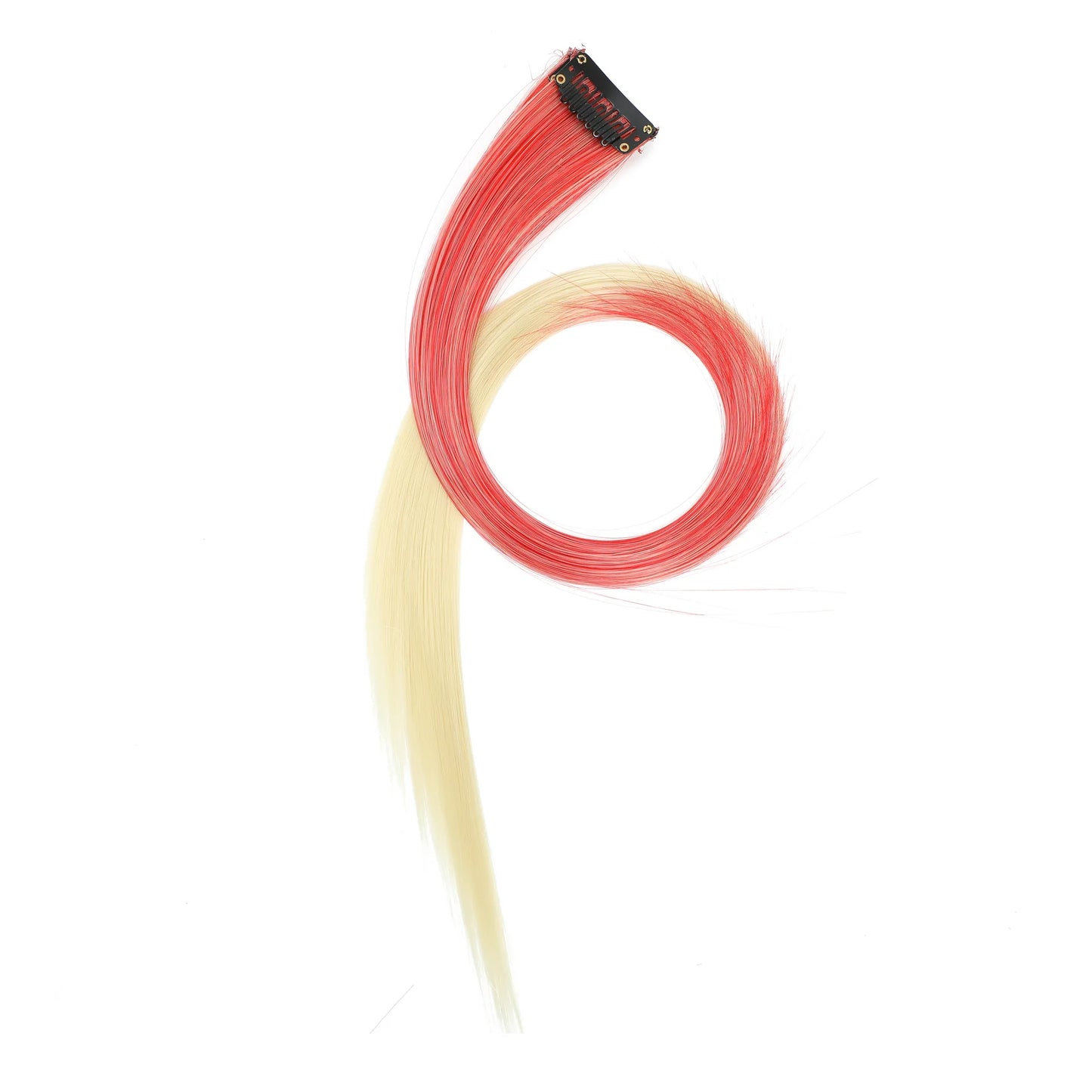 Colored Clip in Hair Extensions 22 Inch Straight Syntactic Pink Color Hairpiece Rainbow Party Highlights for Women Girls Kids