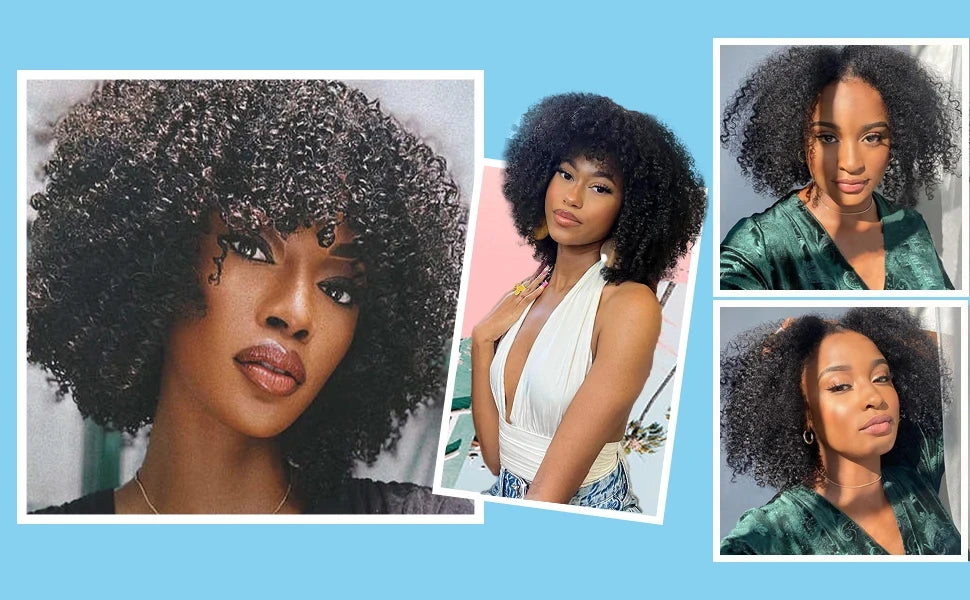 Afro Kinky Curly Human Hair Brazilian Virgin 100% Human Hair Extensions Natural Color Weave 1/3/4 Bundles Double Weft Extensions