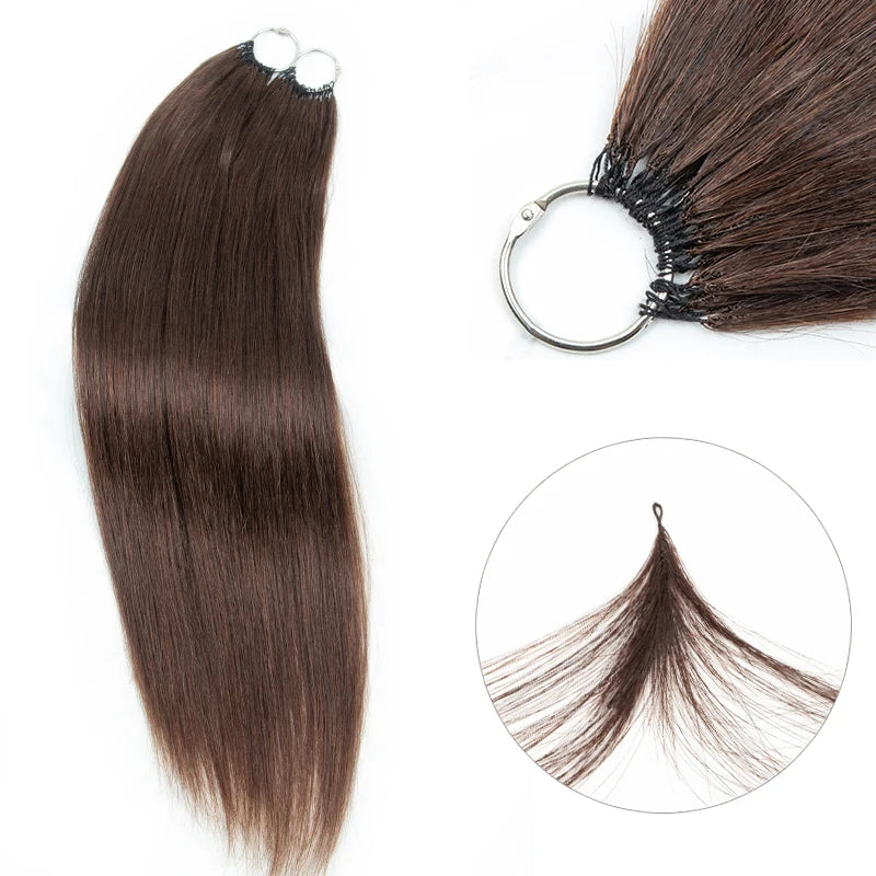 Feather Line Hair Extensions Natural Human Hair Machine Remy Invisible Micro Interface With Free Braideds 40 strands/Pack