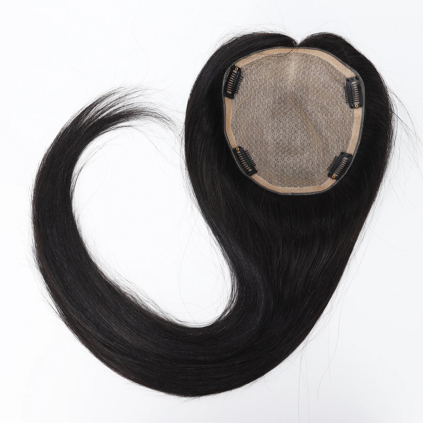 26inch Human Hair Topper with Clips in 16x18cm Silk Base Topper for Women Real Remy Hair Toupee Soft Breathable Full Hand Tied