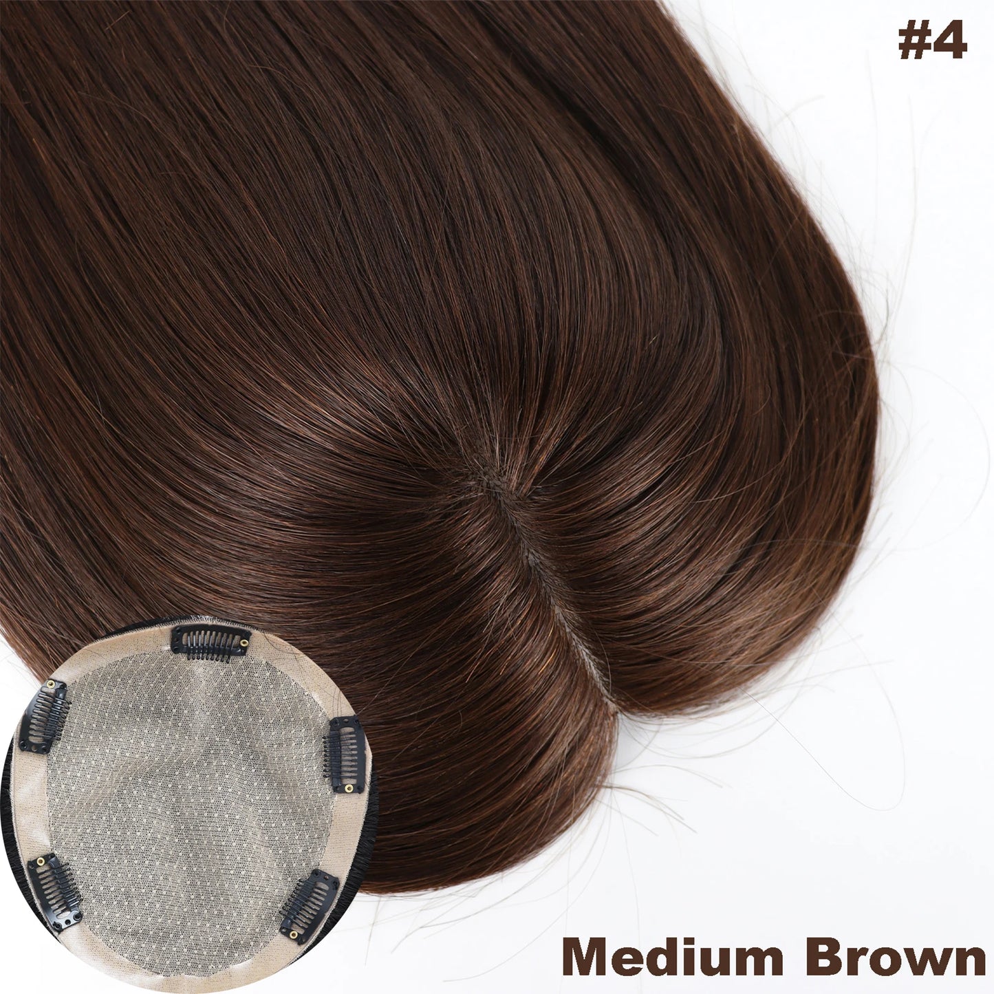 26inch Human Hair Topper with Clips in 16x18cm Silk Base Topper for Women Real Remy Hair Toupee Soft Breathable Full Hand Tied