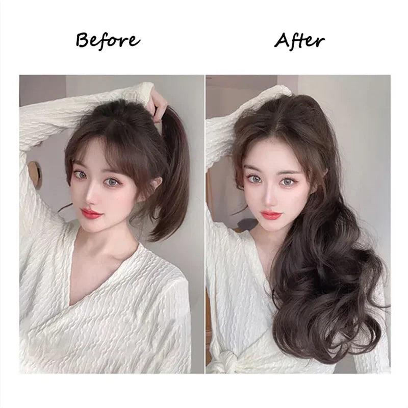 Synthetic Long Straight Claw Clip On Ponytail Hair Extensions 50cm Heat Resistant Pony Tail Hair piece For Women Daily Party