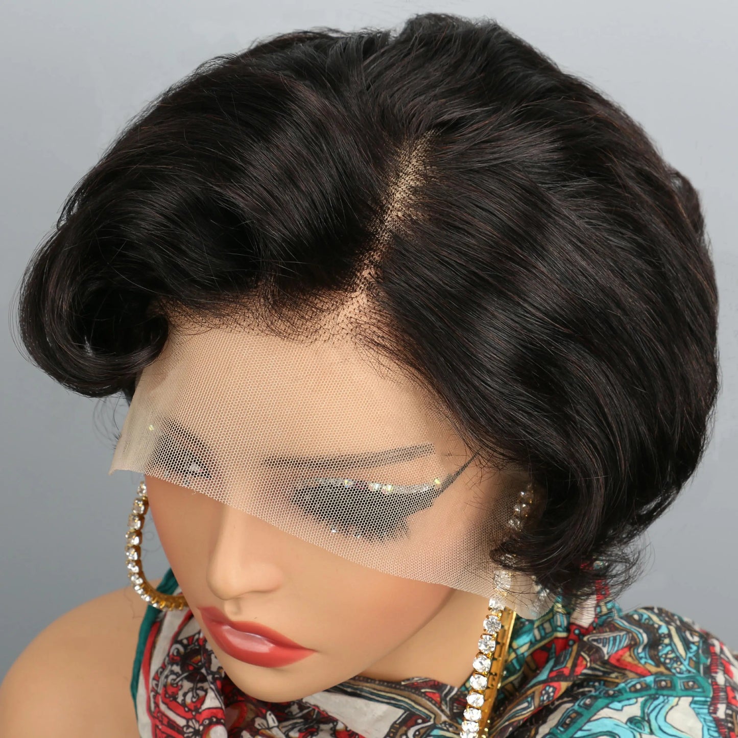 Short Bob 13X4 Lace Front PixieCut Curly Wig Virgin Brazilian Human Hair Wig 200% For Women Pre Plucked Natural Color Remy Hair