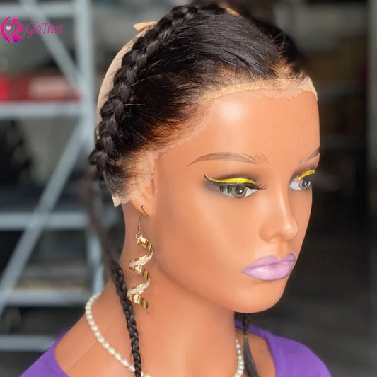 High Quality 10-20 Inch Ear To Ear Braided Hairpiece Bleached Knot Full 13x4 Lace Frontal Human Hair Extension Easy To Wear