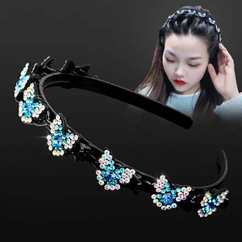 Hair Accessories Elegant Hair Bands with Clips Shiny Sweet Women Butterfly Hair Hoop Hair Weaving Tool Headwear Hairband Gifts