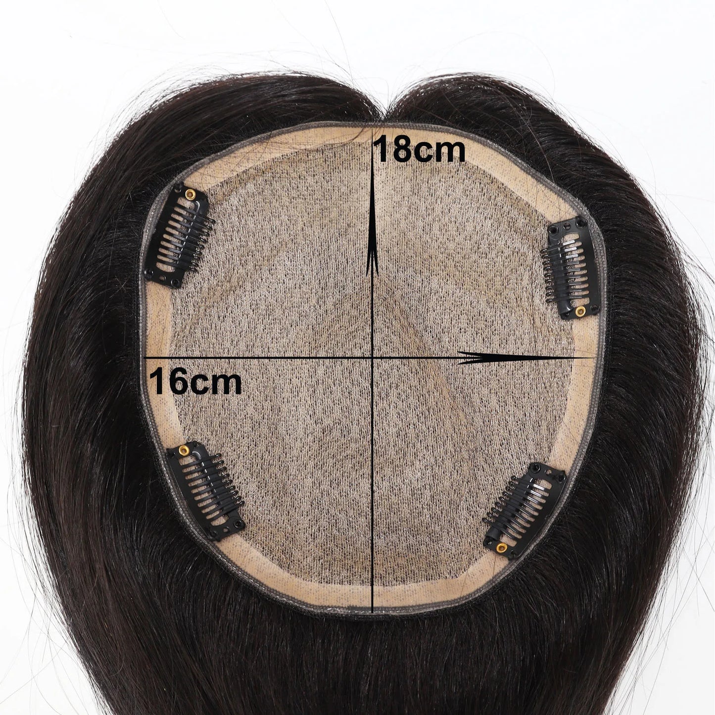 26inch Human Hair Topper with Clips in 16x18cm Silk Base Topper for Women Real Remy Hair Toupee Soft Breathable Full Hand Tied