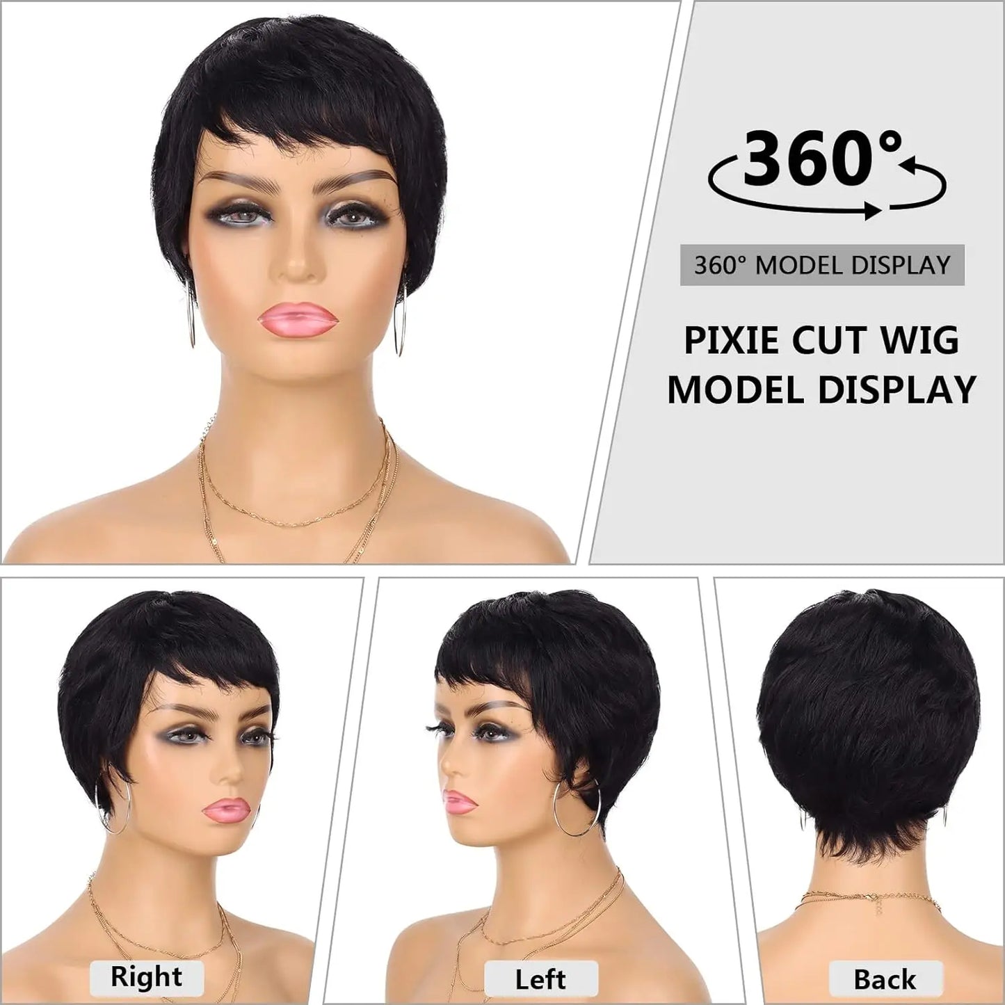 Pixie Cut Human Hair Wig for Black Women Short Layered Pixie Cut Wigs Machine Made Wig Brazilian Virgin Wigs for Women Girls