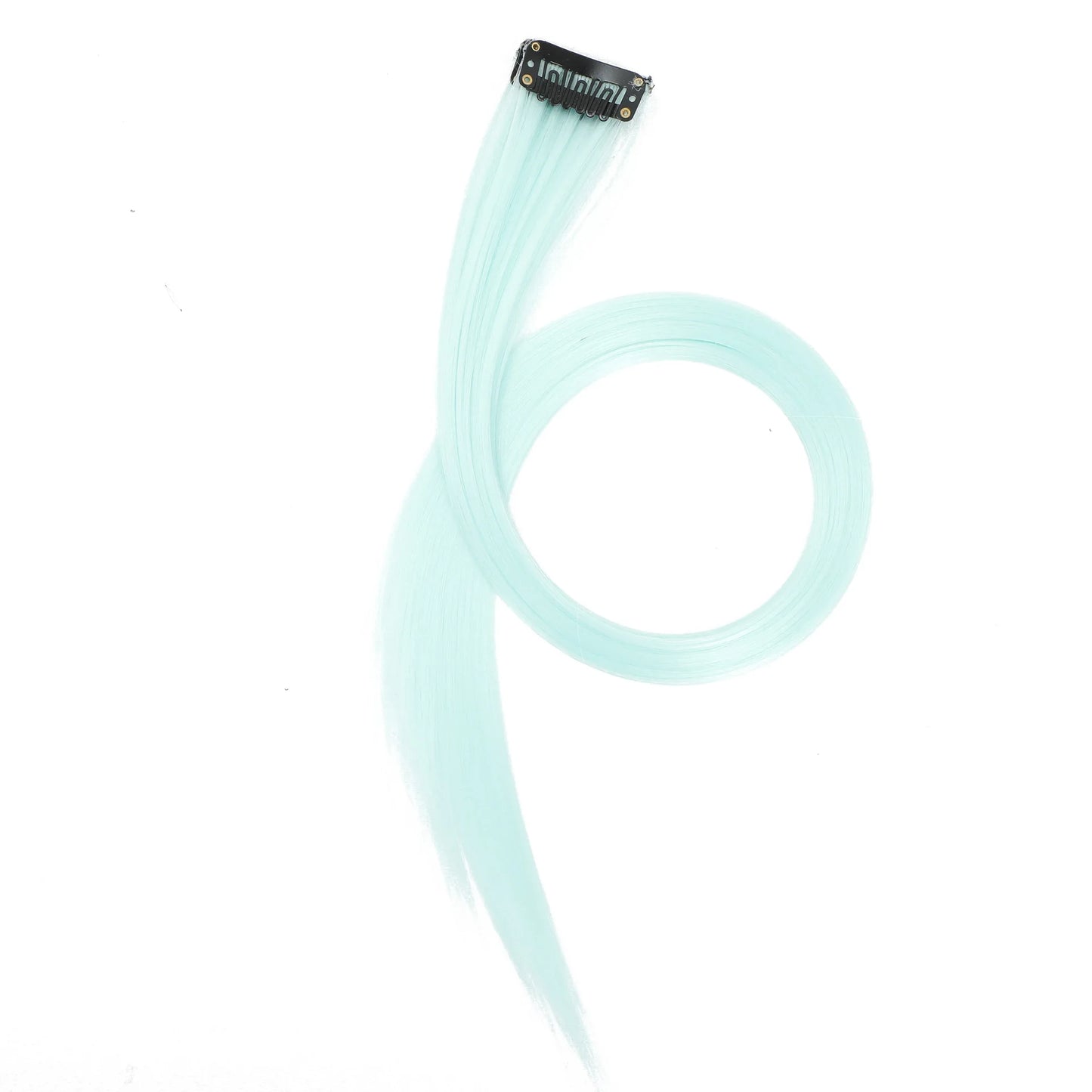 Colored Clip in Hair Extensions 22 Inch Straight Syntactic Pink Color Hairpiece Rainbow Party Highlights for Women Girls Kids