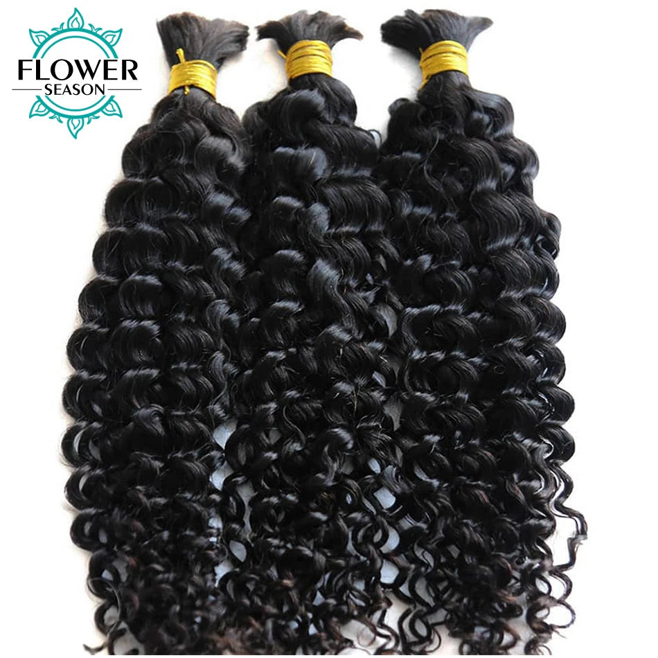 Burmese Boho Braids, Double Drawn Curly Hair Bulk -3Bundles