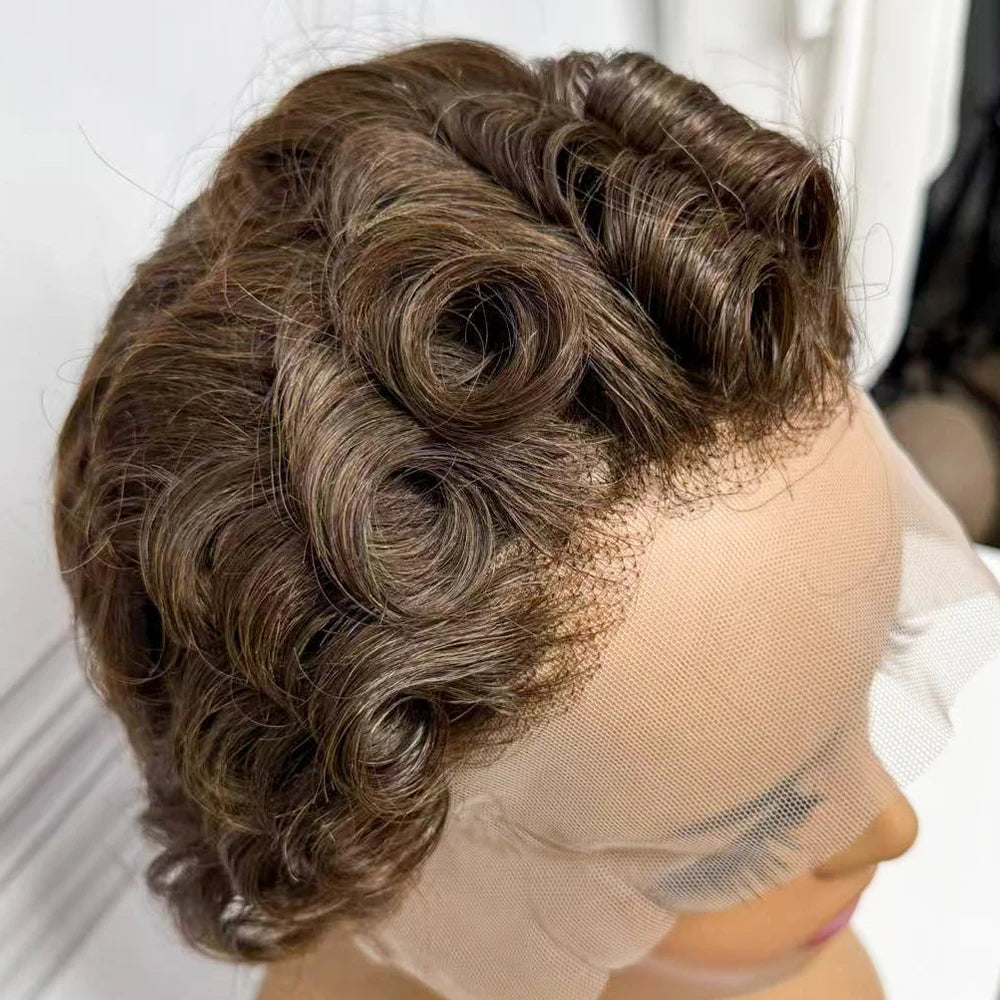 Pixie Cut Short Bob Human Hair Wigs 13x4 Transparent Lace Frontal Wigs Brazilian 180% Density Loose Curly For Black Women