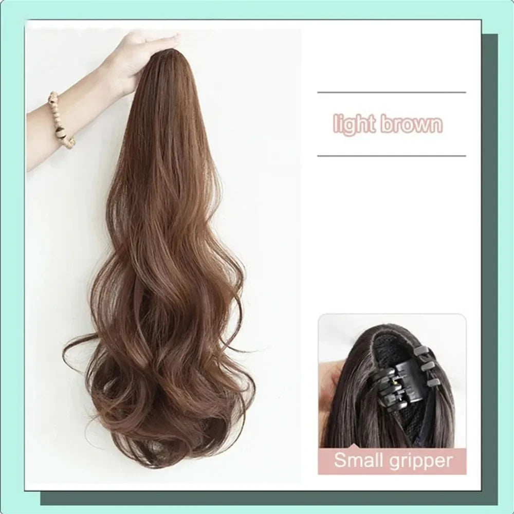 Synthetic Long Straight Claw Clip On Ponytail Hair Extensions 50cm Heat Resistant Pony Tail Hair piece For Women Daily Party