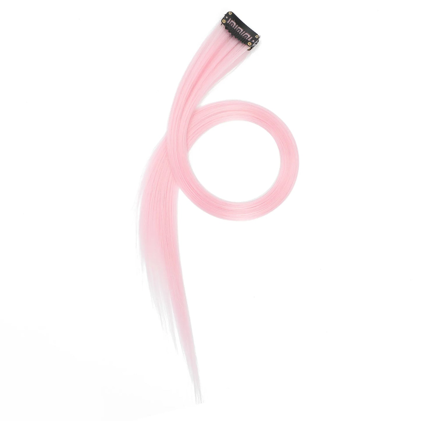 Colored Clip in Hair Extensions 22 Inch Straight Syntactic Pink Color Hairpiece Rainbow Party Highlights for Women Girls Kids